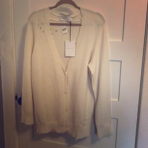 NWT IRO Abella Distressed Cream Cardigan Medium